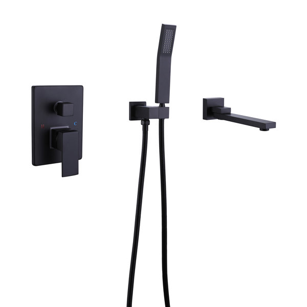 Designer Collection Wall Mounted Roman Bathtub Faucet With Brass Handheld Shower, Bathroom Tub